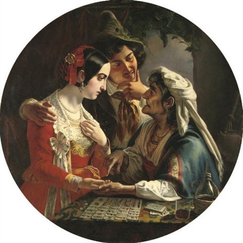 "The Fortune Teller" (1841) by Russian artist Mikhail Ivanovich Skotti